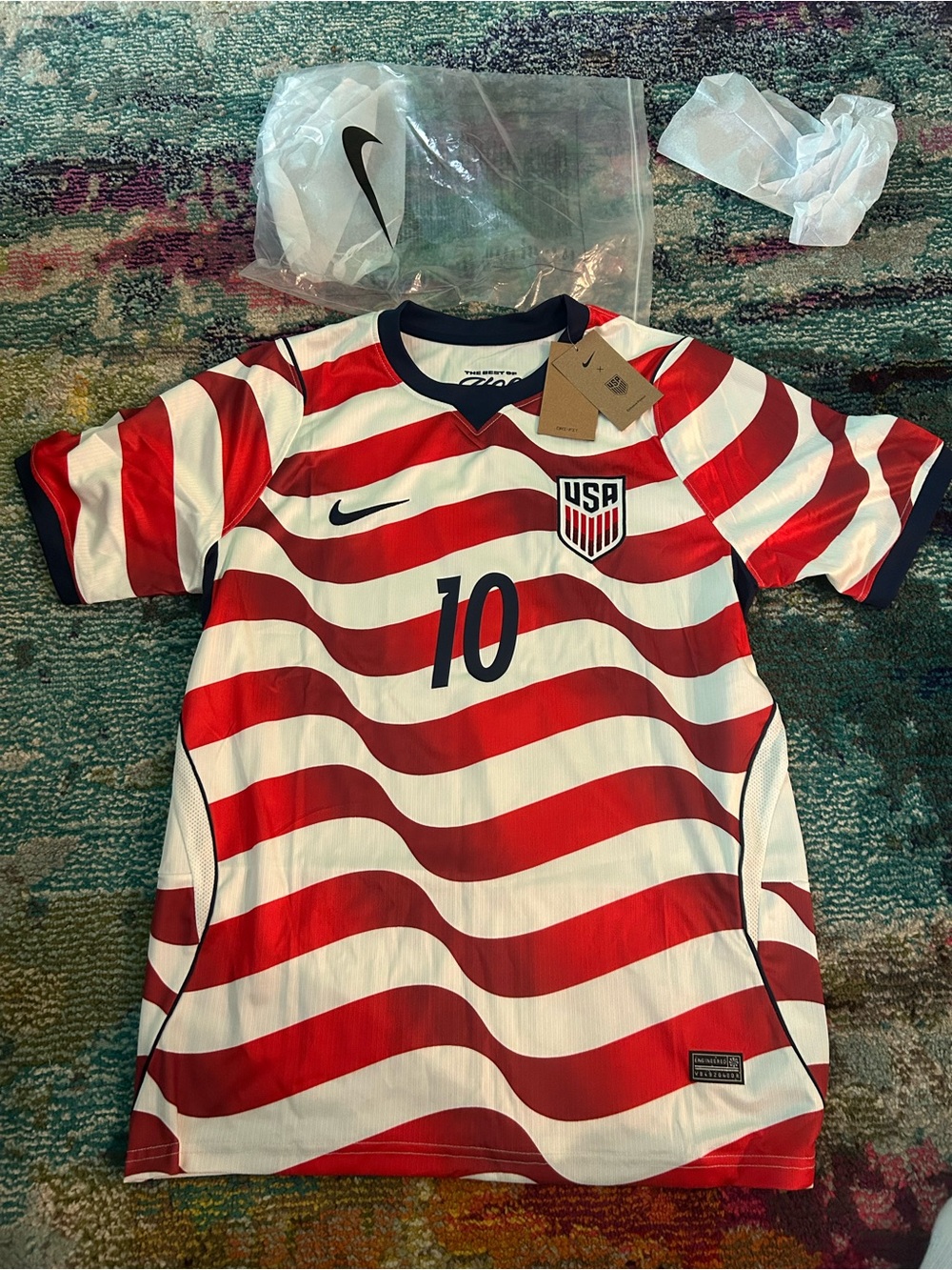 Nike USA Soccer Jersey Christian Pulisic #10 White/Red/Navy Dri-FIT L